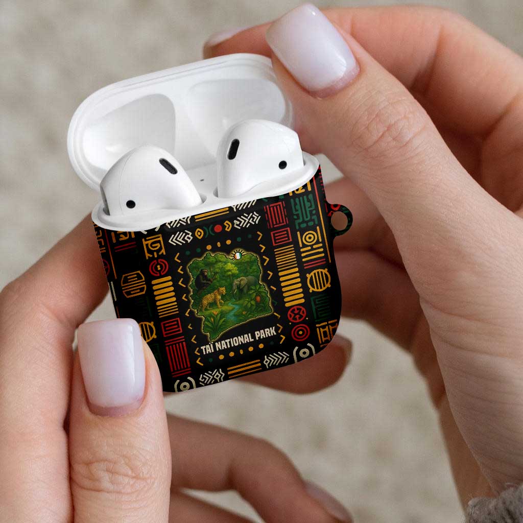 Ivory Coast AirPods Case with Taï National Park Wildlife Map Design - Wonder Print Shop