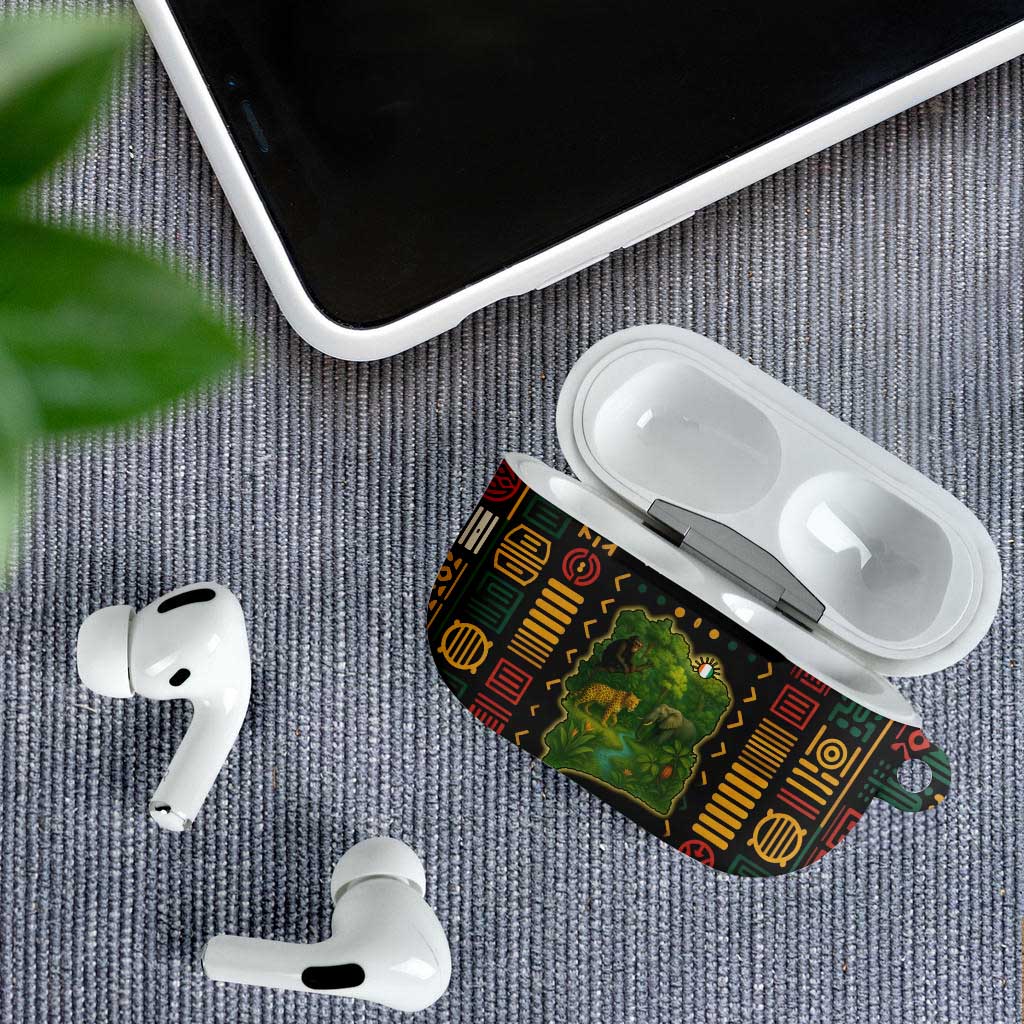 Ivory Coast AirPods Case with Taï National Park Wildlife Map Design - Wonder Print Shop