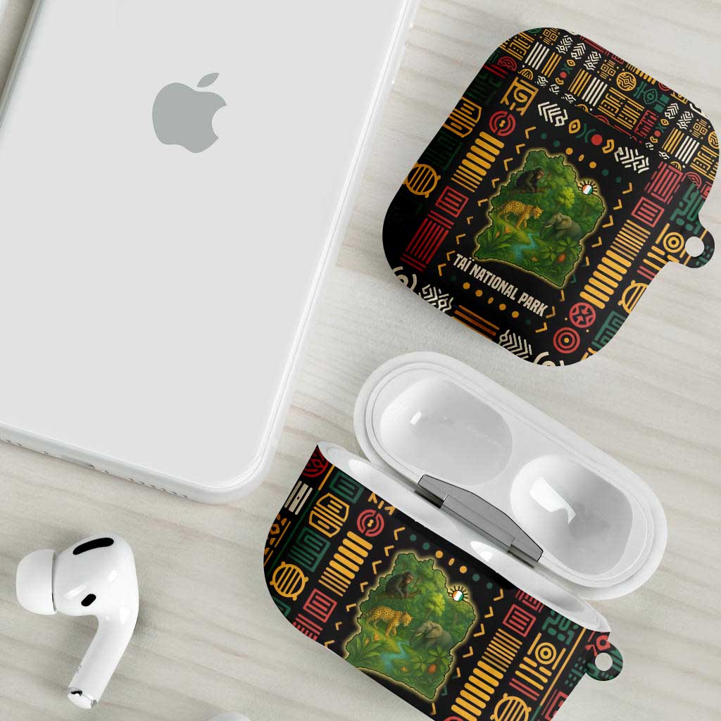 Ivory Coast AirPods Case with Taï National Park Wildlife Map Design - Wonder Print Shop