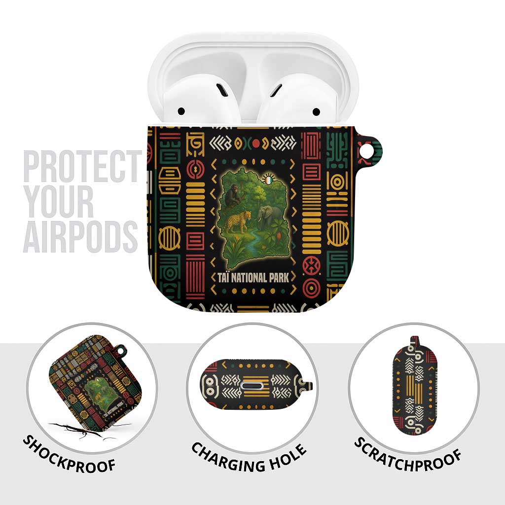 Ivory Coast AirPods Case with Taï National Park Wildlife Map Design - Wonder Print Shop