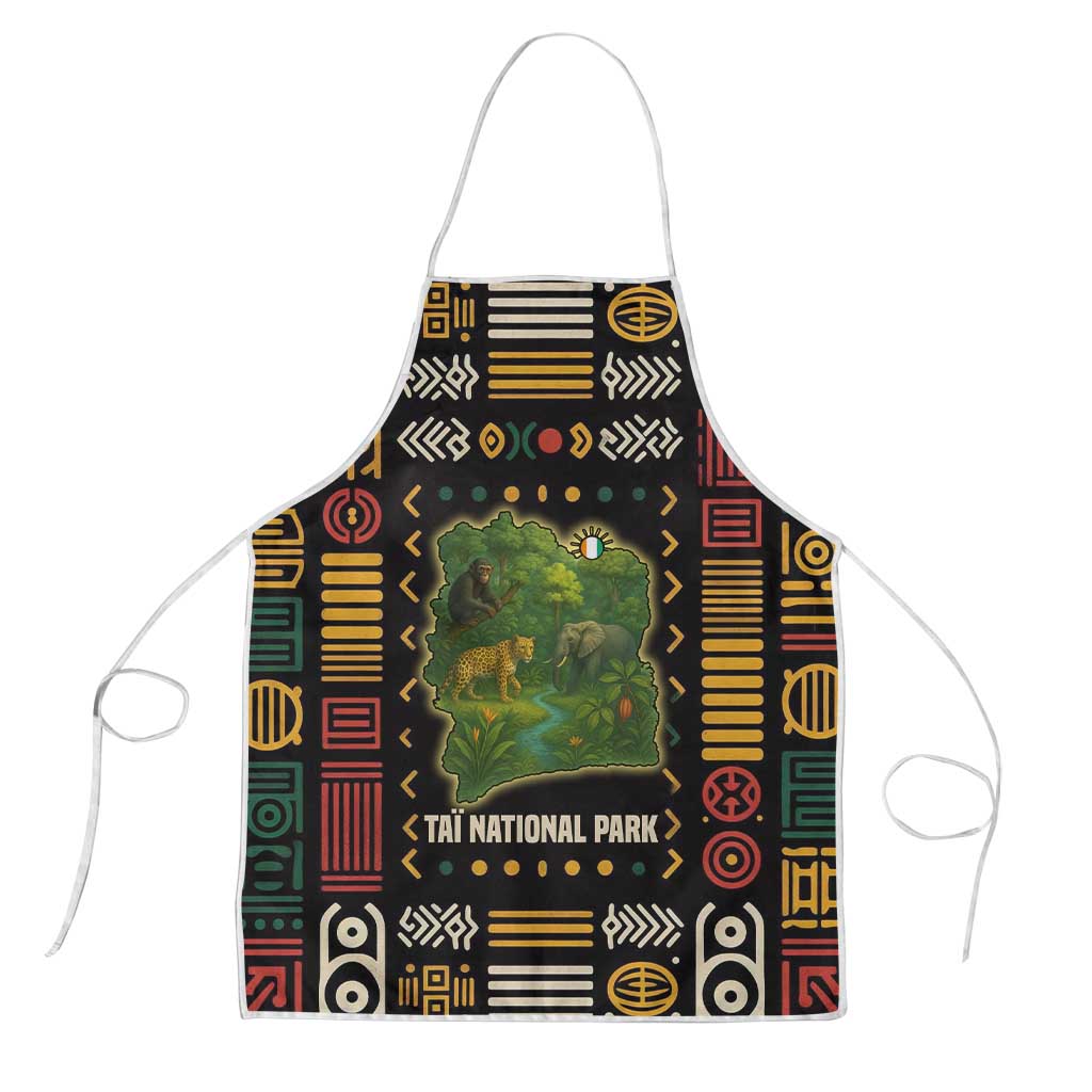 Ivory Coast Apron with Taï National Park Wildlife Map Design - Wonder Print Shop