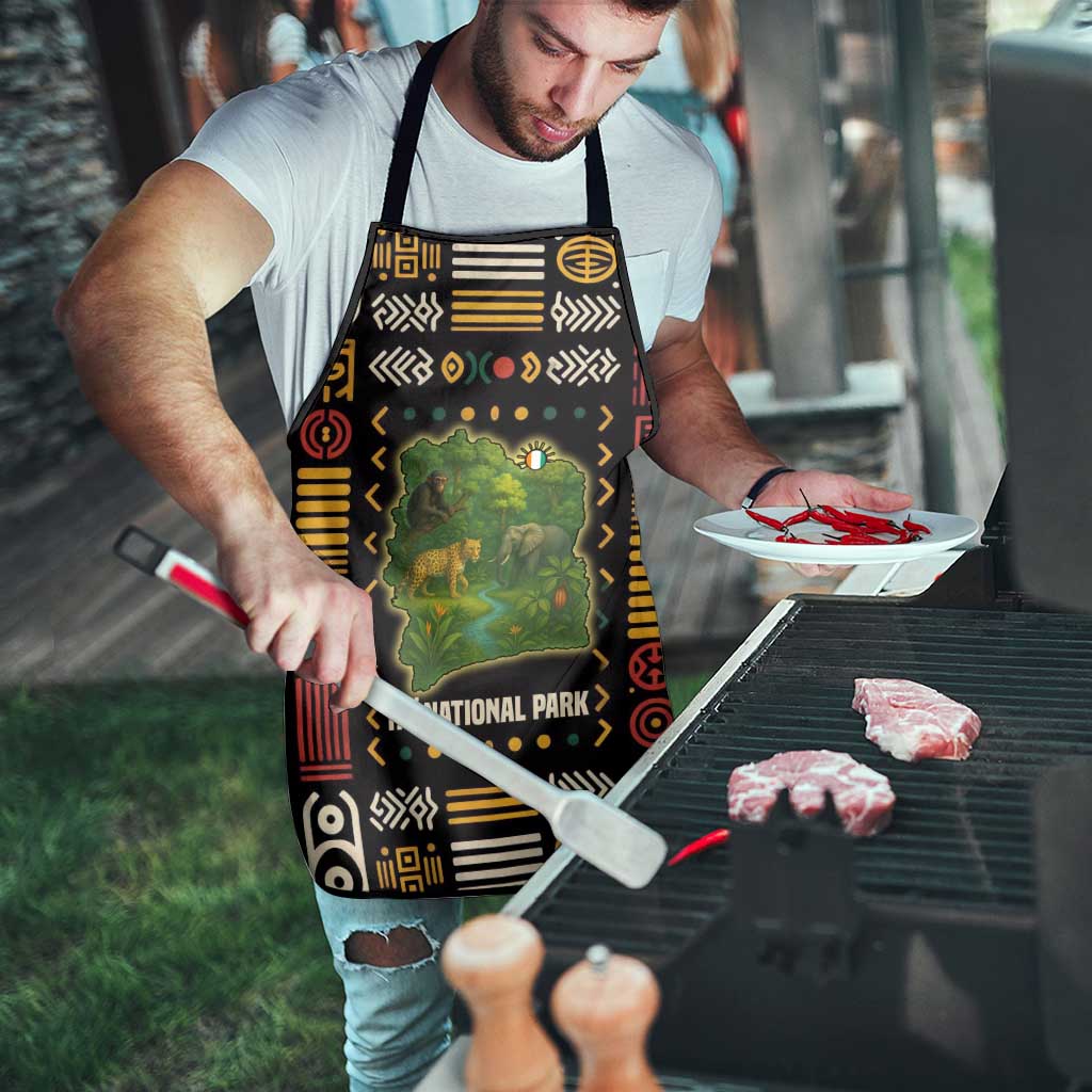 Ivory Coast Apron with Taï National Park Wildlife Map Design - Wonder Print Shop