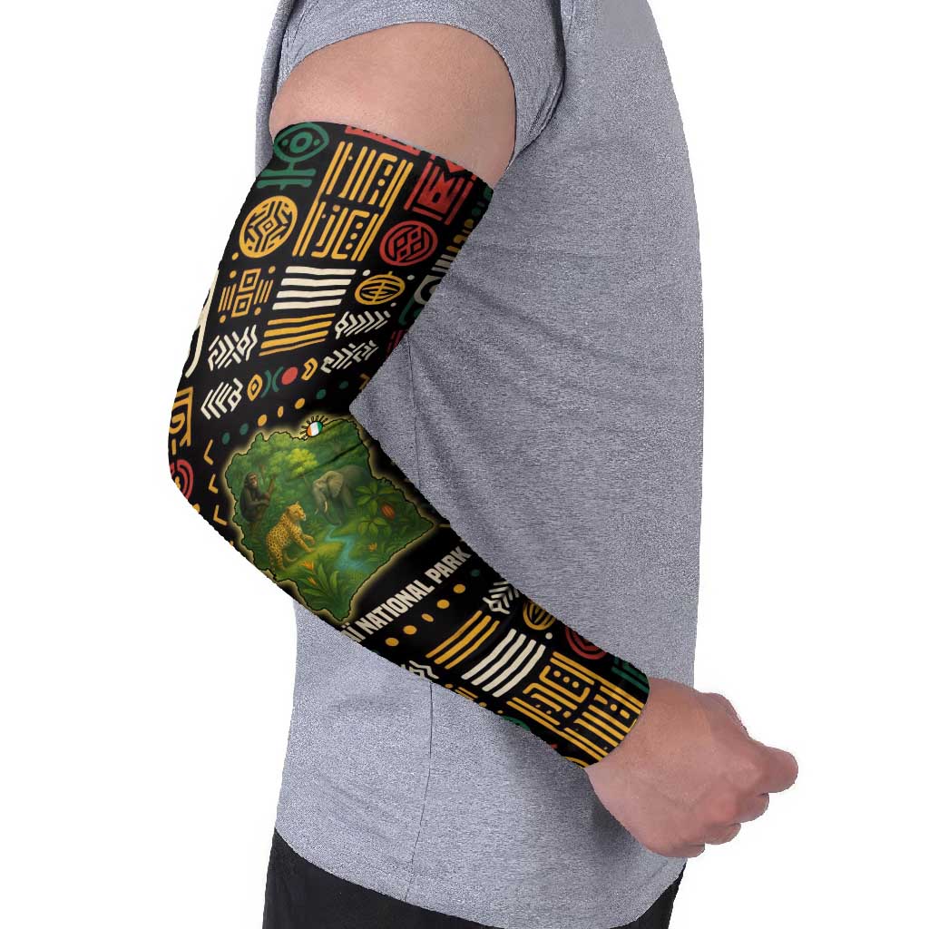 Ivory Coast Arm Sleeves with Taï National Park Wildlife Map Design - Wonder Print Shop
