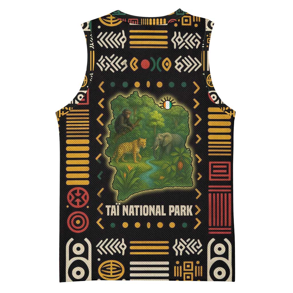 Ivory Coast Basketball Jersey with Taï National Park Wildlife Map Design - Wonder Print Shop