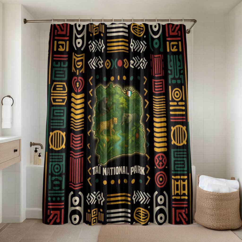 Ivory Coast Bathroom Set with Taï National Park Wildlife Map Design - Wonder Print Shop