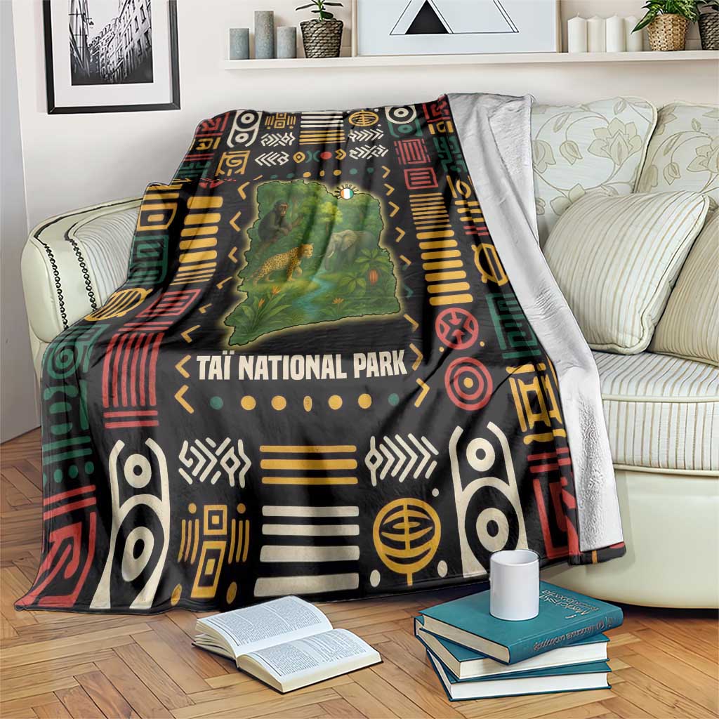 Ivory Coast Blanket with Taï National Park Wildlife Map Design - Wonder Print Shop