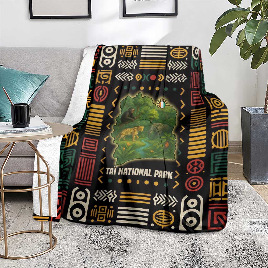 Ivory Coast Blanket with Taï National Park Wildlife Map Design - Wonder Print Shop