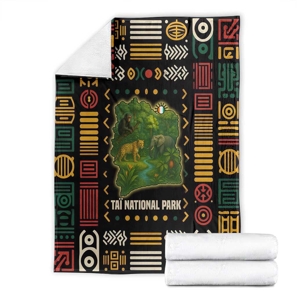 Ivory Coast Blanket with Taï National Park Wildlife Map Design - Wonder Print Shop