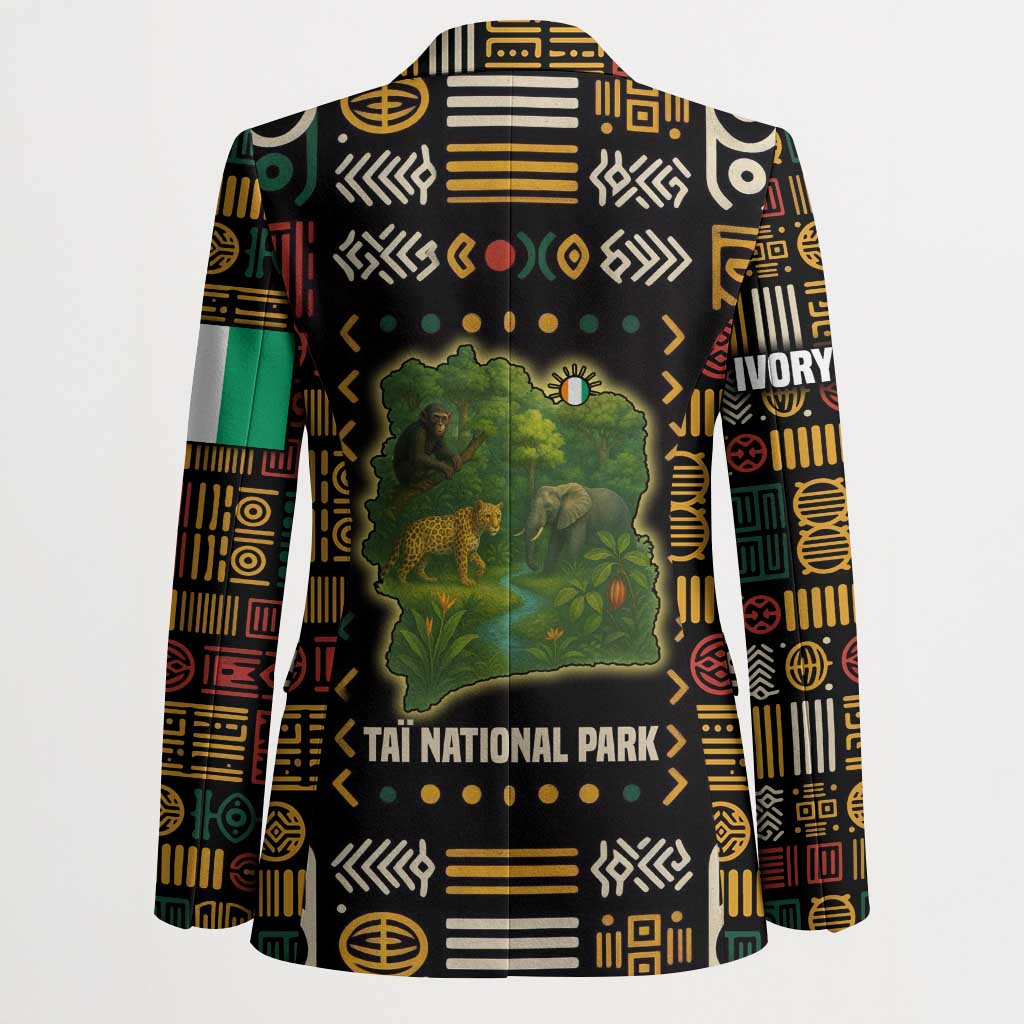 Ivory Coast Blazer with Taï National Park Wildlife Map Design - Wonder Print Shop