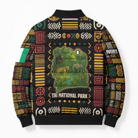 Ivory Coast Bomber Puffer Jacket with Taï National Park Wildlife Map Design - Wonder Print Shop