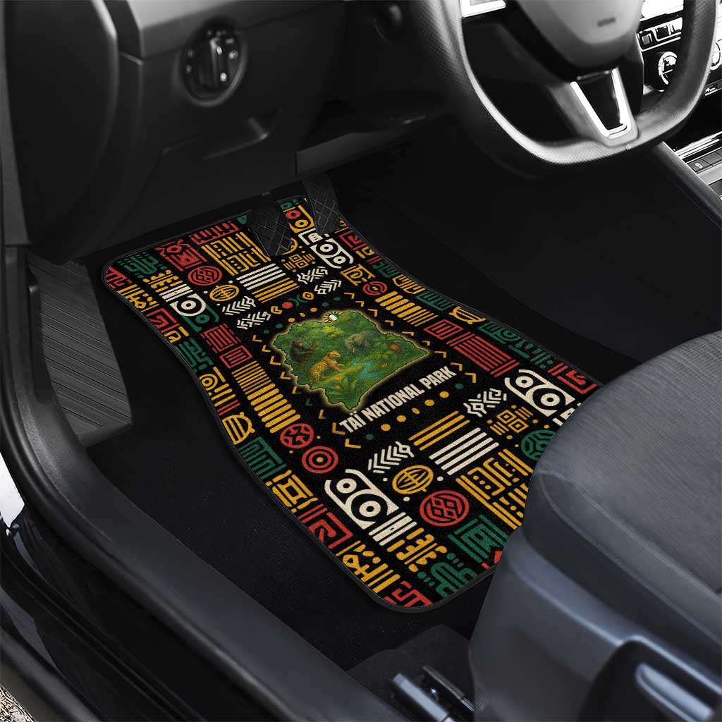 Ivory Coast Car Mats with Taï National Park Wildlife Map Design - Wonder Print Shop