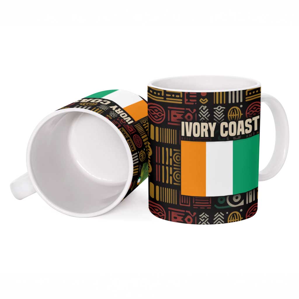 Ivory Coast Ceramic Mug with Taï National Park Wildlife Map Design - Wonder Print Shop