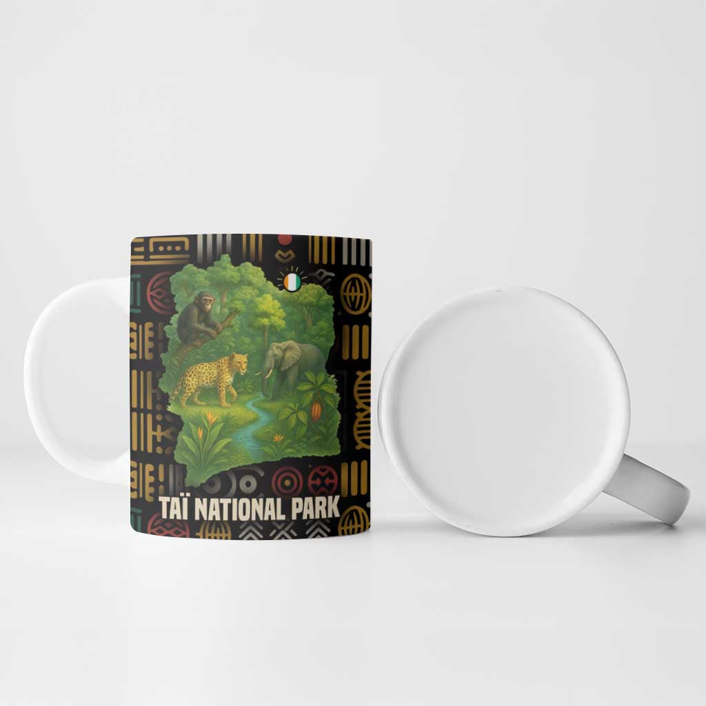 Ivory Coast Ceramic Mug with Taï National Park Wildlife Map Design - Wonder Print Shop