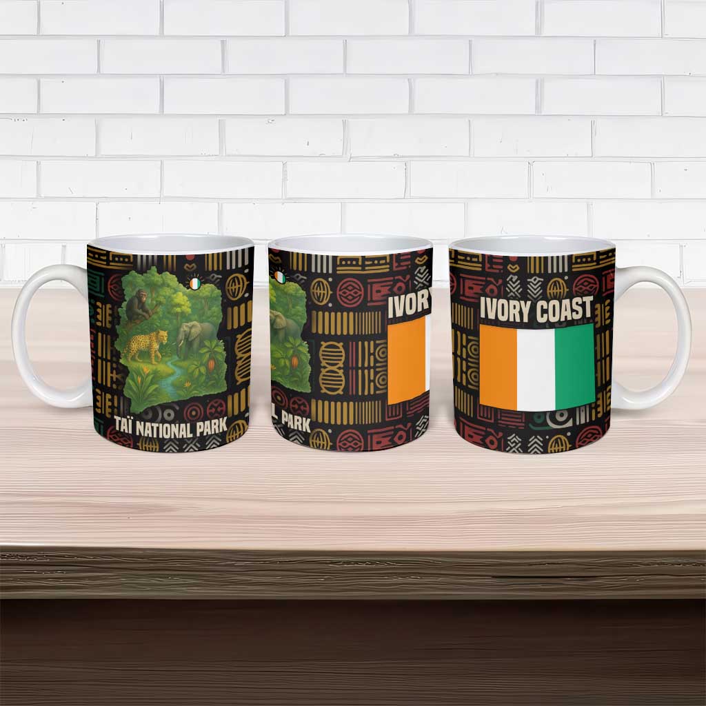 Ivory Coast Ceramic Mug with Taï National Park Wildlife Map Design - Wonder Print Shop