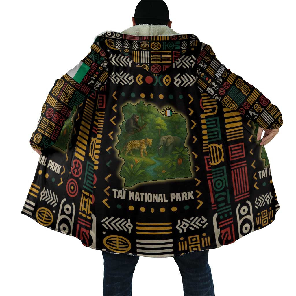 Ivory Coast Cloak with Taï National Park Wildlife Map Design - Wonder Print Shop