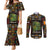 Ivory Coast Couples Matching Mermaid Dress and Long Sleeve Button Shirt with Taï National Park Wildlife Map Design - Wonder Print Shop