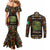 Ivory Coast Couples Matching Mermaid Dress and Long Sleeve Button Shirt with Taï National Park Wildlife Map Design - Wonder Print Shop