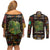 Ivory Coast Couples Matching Off Shoulder Short Dress and Long Sleeve Button Shirt with Taï National Park Wildlife Map Design - Wonder Print Shop