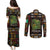 Ivory Coast Couples Matching Puletasi and Long Sleeve Button Shirt with Taï National Park Wildlife Map Design - Wonder Print Shop