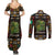 Ivory Coast Couples Matching Summer Maxi Dress and Long Sleeve Button Shirt with Taï National Park Wildlife Map Design - Wonder Print Shop