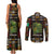 Ivory Coast Couples Matching Tank Maxi Dress and Long Sleeve Button Shirt with Taï National Park Wildlife Map Design - Wonder Print Shop