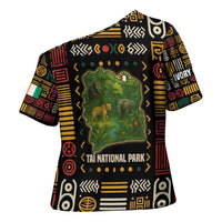 Ivory Coast Cross Shoulder Shirt with Taï National Park Wildlife Map Design - Wonder Print Shop