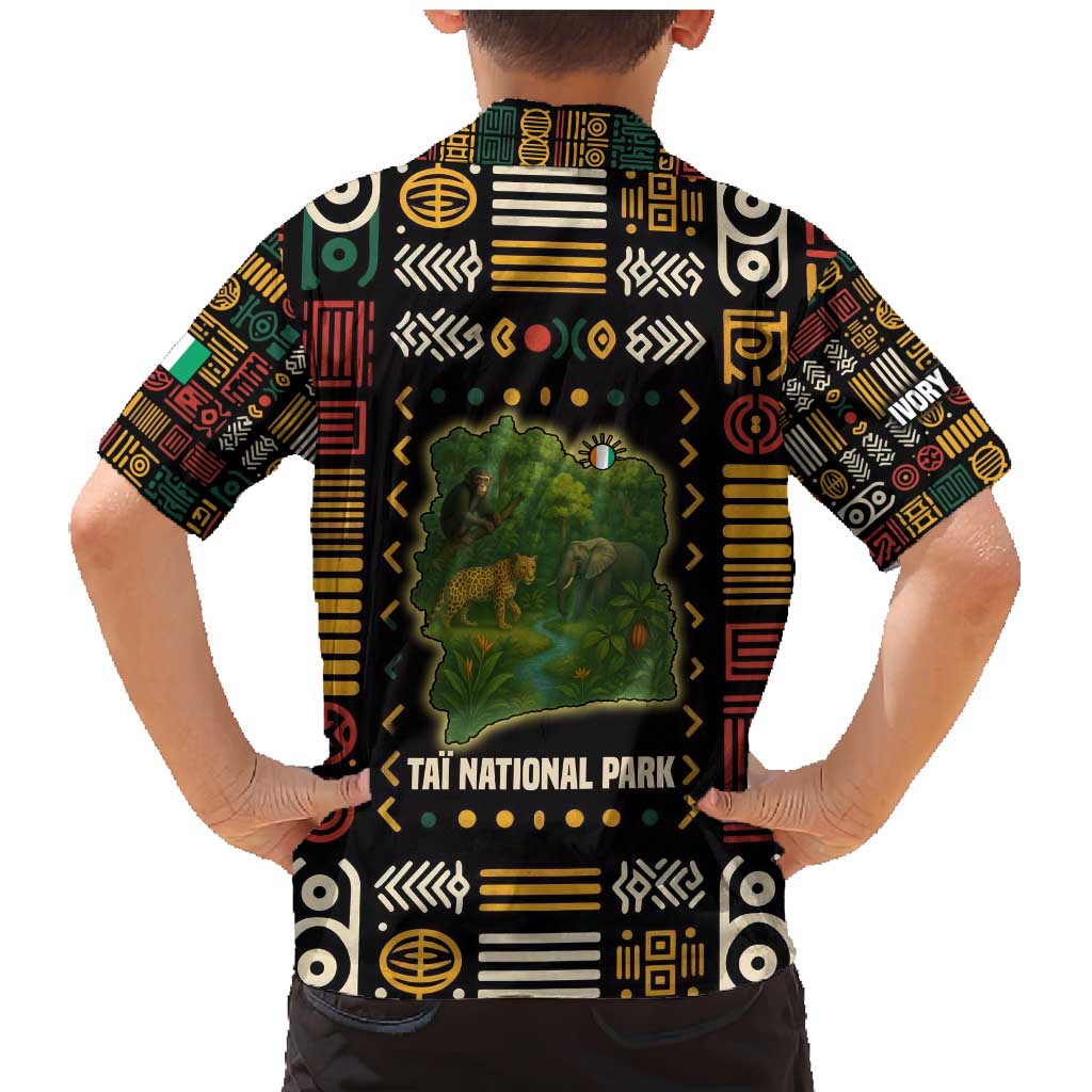 Ivory Coast Family Matching Mermaid Dress and Hawaiian Shirt with Taï National Park Wildlife Map Design - Wonder Print Shop