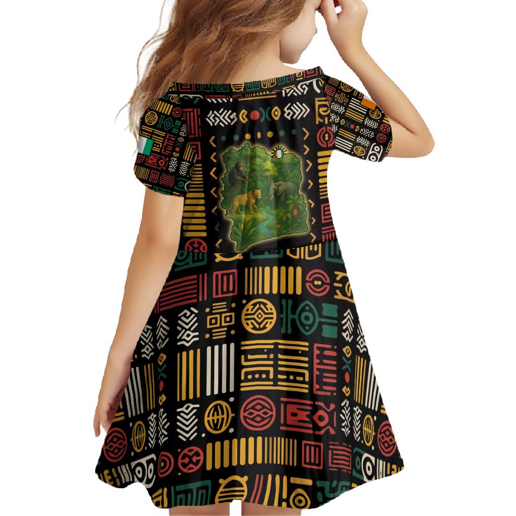 Ivory Coast Family Matching Off Shoulder Maxi Dress and Hawaiian Shirt with Taï National Park Wildlife Map Design - Wonder Print Shop