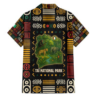 Ivory Coast Family Matching Off Shoulder Short Dress and Hawaiian Shirt with Taï National Park Wildlife Map Design - Wonder Print Shop