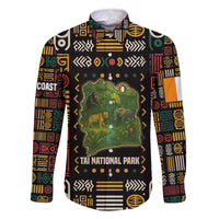 Ivory Coast Family Matching Off Shoulder Short Dress and Hawaiian Shirt with Taï National Park Wildlife Map Design - Wonder Print Shop