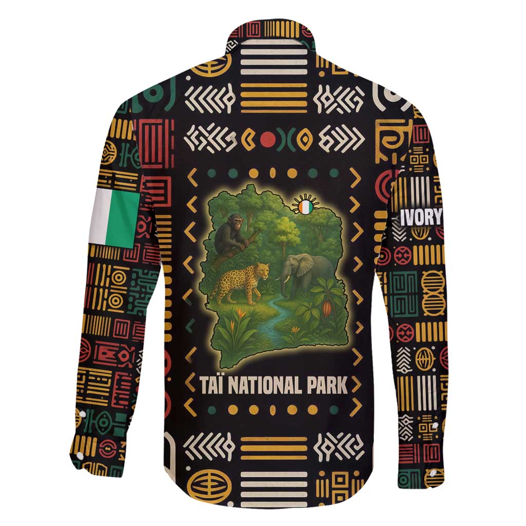 Ivory Coast Family Matching Short Sleeve Bodycon Dress and Hawaiian Shirt with Taï National Park Wildlife Map Design - Wonder Print Shop