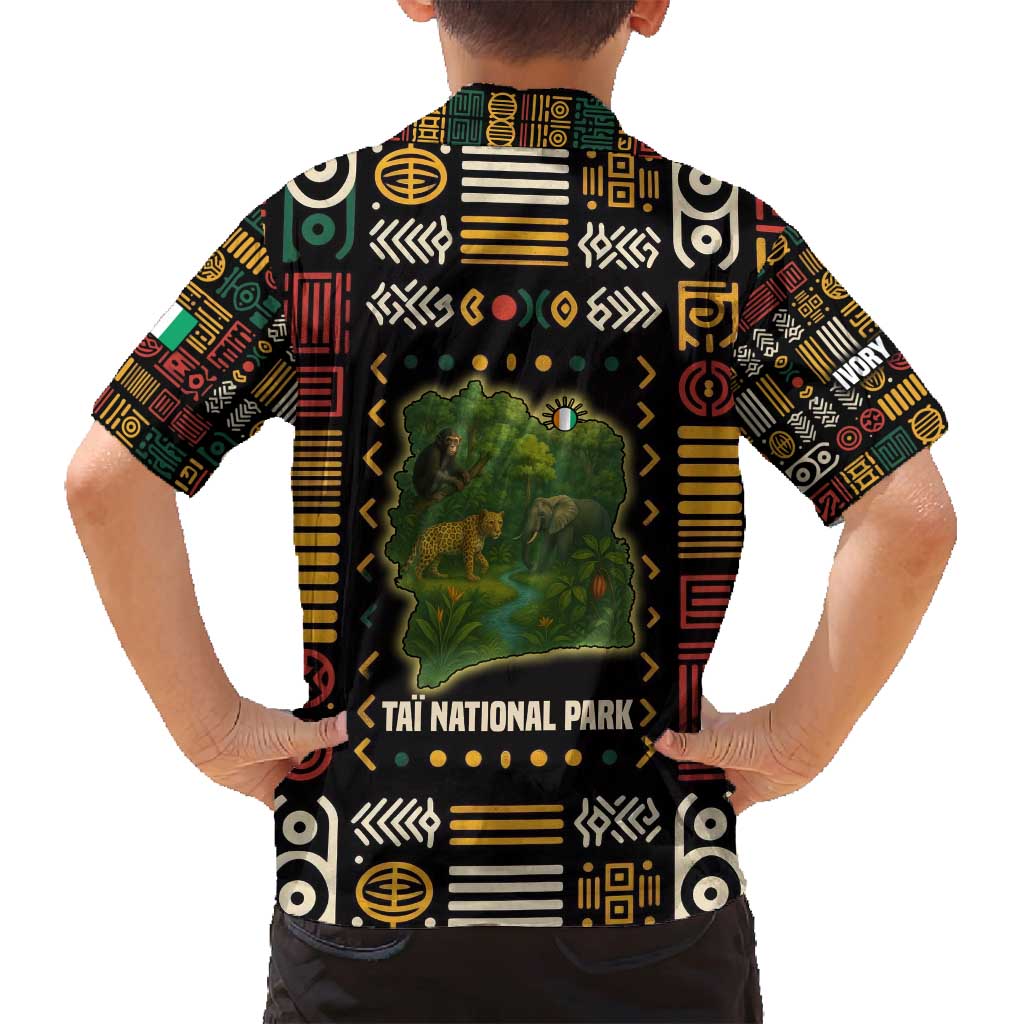 Ivory Coast Family Matching Summer Maxi Dress and Hawaiian Shirt with Taï National Park Wildlife Map Design - Wonder Print Shop