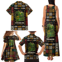 Ivory Coast Family Matching Tank Maxi Dress and Hawaiian Shirt with Taï National Park Wildlife Map Design - Wonder Print Shop