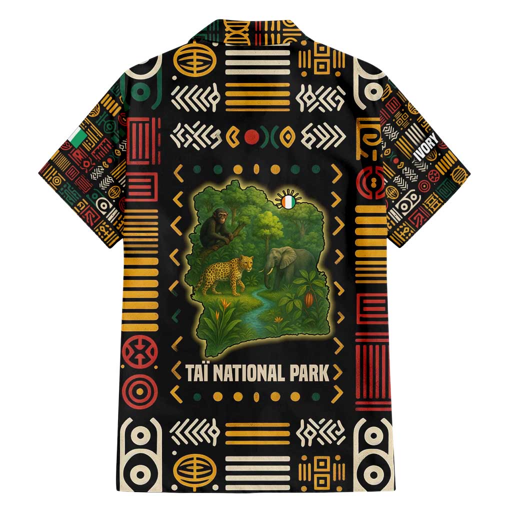 Ivory Coast Hawaiian Shirt with Taï National Park Wildlife Map Design - Wonder Print Shop