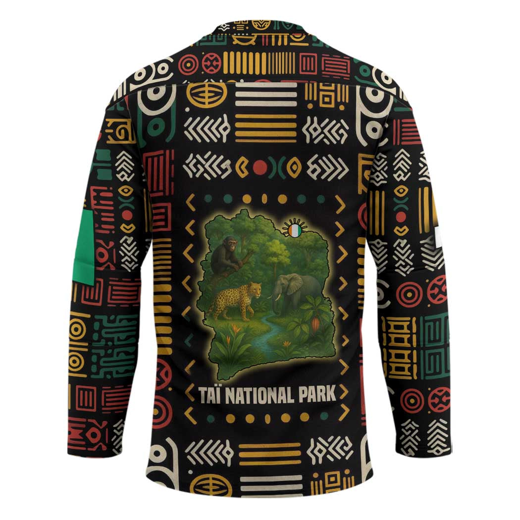 Ivory Coast Hockey Jersey with Taï National Park Wildlife Map Design - Wonder Print Shop