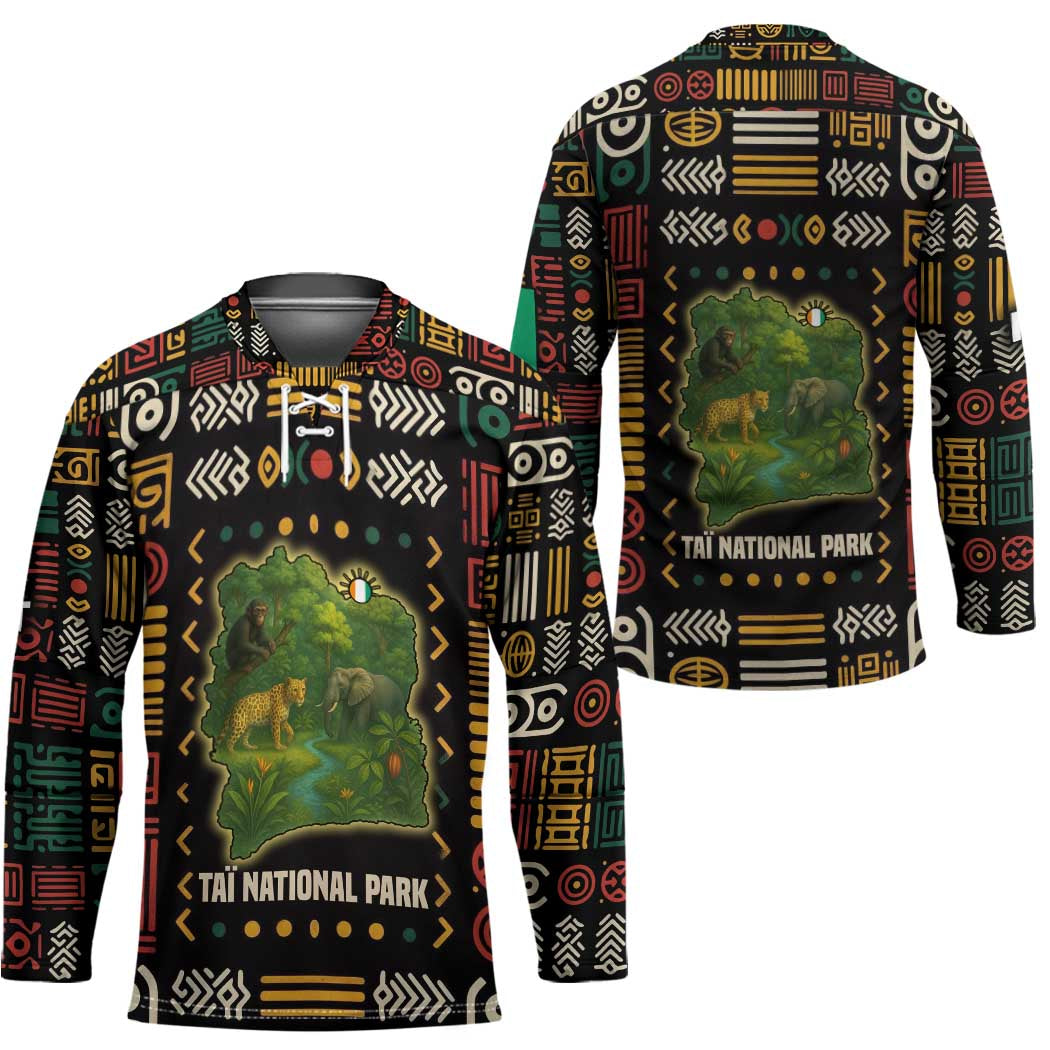 Ivory Coast Hockey Jersey with Taï National Park Wildlife Map Design - Wonder Print Shop