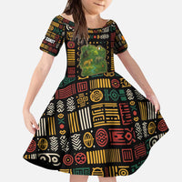 Ivory Coast Kid Short Sleeve Dress with Taï National Park Wildlife Map Design - Wonder Print Shop