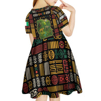 Ivory Coast Kid Short Sleeve Dress with Taï National Park Wildlife Map Design - Wonder Print Shop