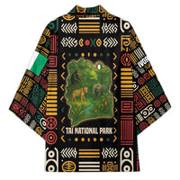 Ivory Coast Kimono with Taï National Park Wildlife Map Design - Wonder Print Shop