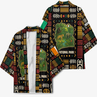 Ivory Coast Kimono with Taï National Park Wildlife Map Design - Wonder Print Shop