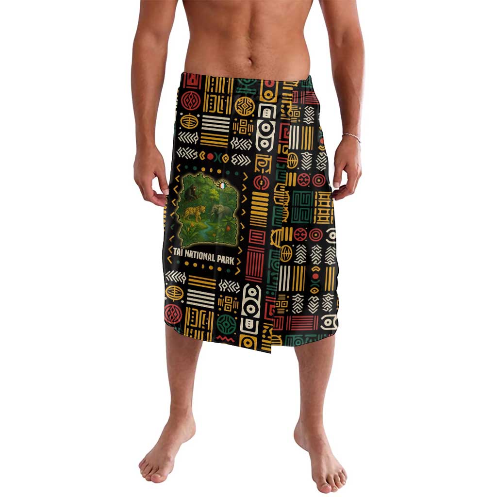 Ivory Coast Lavalava with Taï National Park Wildlife Map Design - Wonder Print Shop