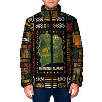 Ivory Coast Padded Jacket with Taï National Park Wildlife Map Design - Wonder Print Shop
