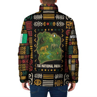 Ivory Coast Padded Jacket with Taï National Park Wildlife Map Design - Wonder Print Shop