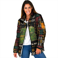 Ivory Coast Padded Jacket with Taï National Park Wildlife Map Design - Wonder Print Shop