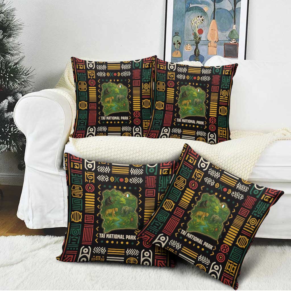 Ivory Coast Pillow Cover with Taï National Park Wildlife Map Design - Wonder Print Shop