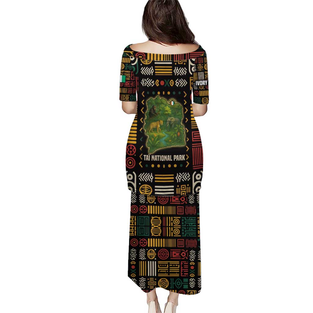 Ivory Coast Puletasi with Taï National Park Wildlife Map Design - Wonder Print Shop