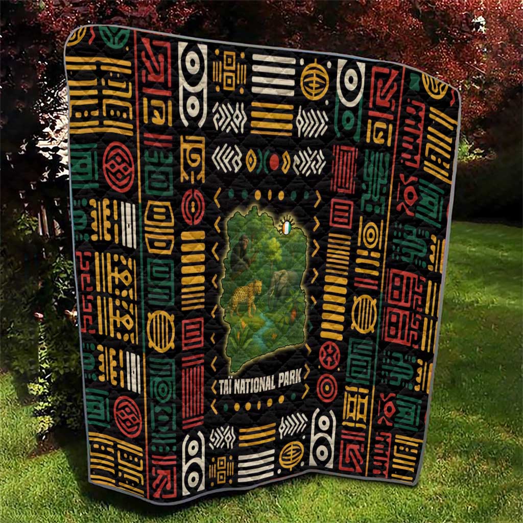 Ivory Coast Quilt with Taï National Park Wildlife Map Design - Wonder Print Shop