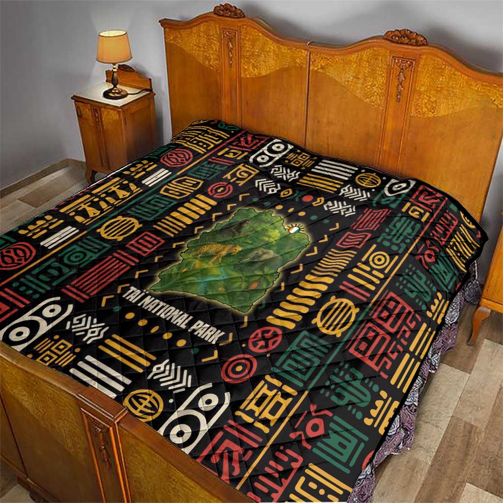 Ivory Coast Quilt with Taï National Park Wildlife Map Design - Wonder Print Shop