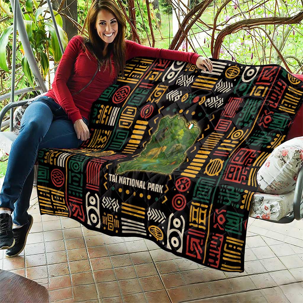 Ivory Coast Quilt with Taï National Park Wildlife Map Design - Wonder Print Shop