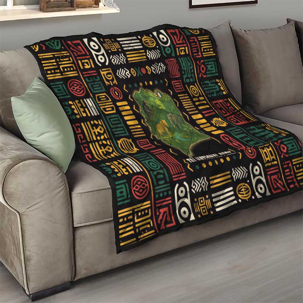 Ivory Coast Quilt with Taï National Park Wildlife Map Design - Wonder Print Shop